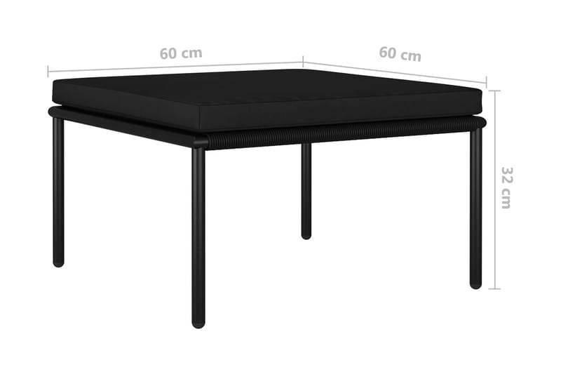 Loungegrupp Utomhus för trädgården med dynor 3 delar svart PVC - Svart - Utemöbler - Loungemöbler - Loungegrupp & Loungeset