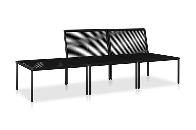 Loungegrupp Utomhus för trädgården med dynor 3 delar svart PVC - Svart - Utemöbler - Loungemöbler - Loungegrupp & Loungeset