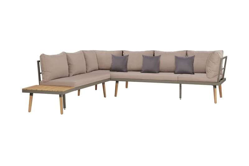 Loungegrupp Utomhus för trädgården med dynor 4 delar akaciaträ brun - Brun - Utemöbler - Loungemöbler - Loungegrupp & Loungeset