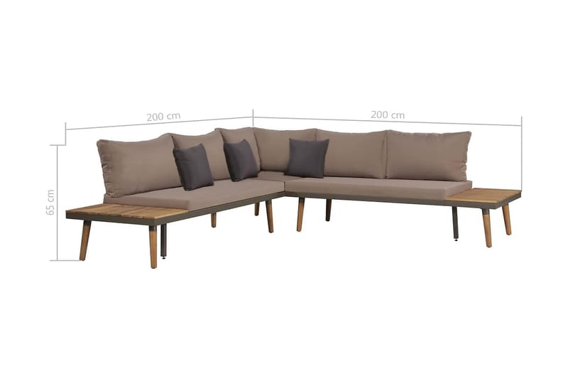 Loungegrupp Utomhus för trädgården med dynor 4 delar akaciaträ brun - Brun - Utemöbler - Loungemöbler - Loungegrupp & Loungeset