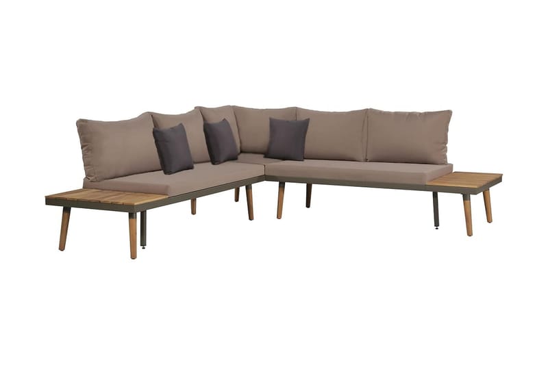 Loungegrupp Utomhus för trädgården med dynor 4 delar akaciaträ brun - Brun - Utemöbler - Loungemöbler - Loungegrupp & Loungeset