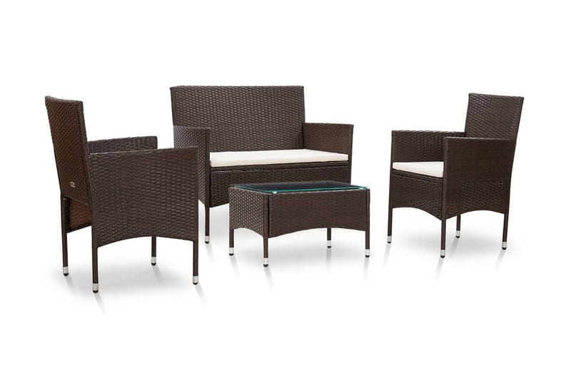 Loungegrupp Utomhus för trädgården med dynor 4 delar konstrotting br - Brun - Utemöbler - Loungemöbler - Loungegrupp & Loungeset