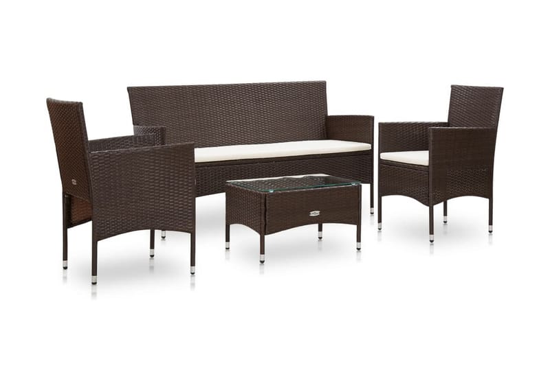Loungegrupp Utomhus för trädgården med dynor 4 delar konstrotting br - Brun - Utemöbler - Loungemöbler - Loungegrupp & Loungeset