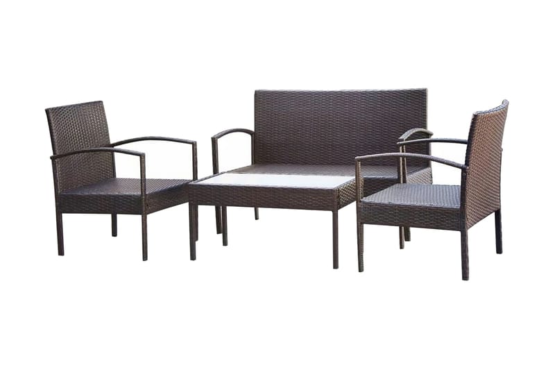 Loungegrupp Utomhus för trädgården med dynor 4 delar konstrotting br - Brun - Utemöbler - Loungemöbler - Loungegrupp & Loungeset
