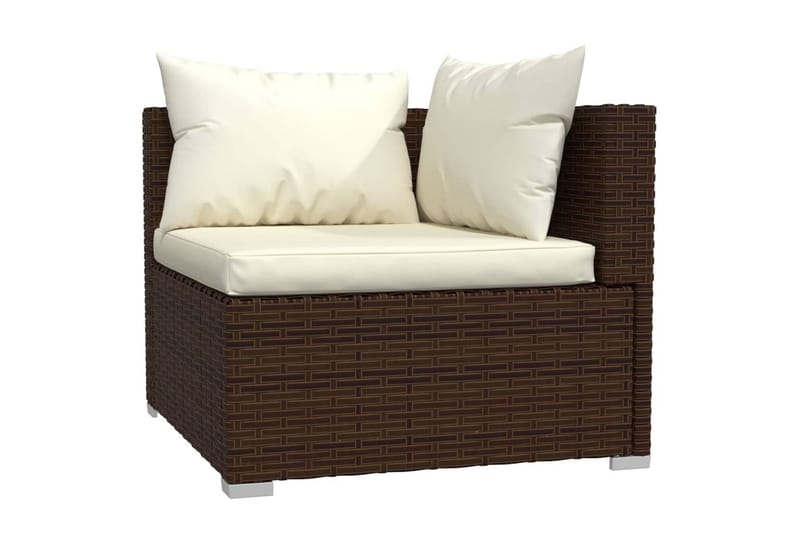 Loungegrupp Utomhus för trädgården med dynor 4 delar konstrotting br - Brun/Vit - Utemöbler - Loungemöbler - Loungegrupp & Loungeset