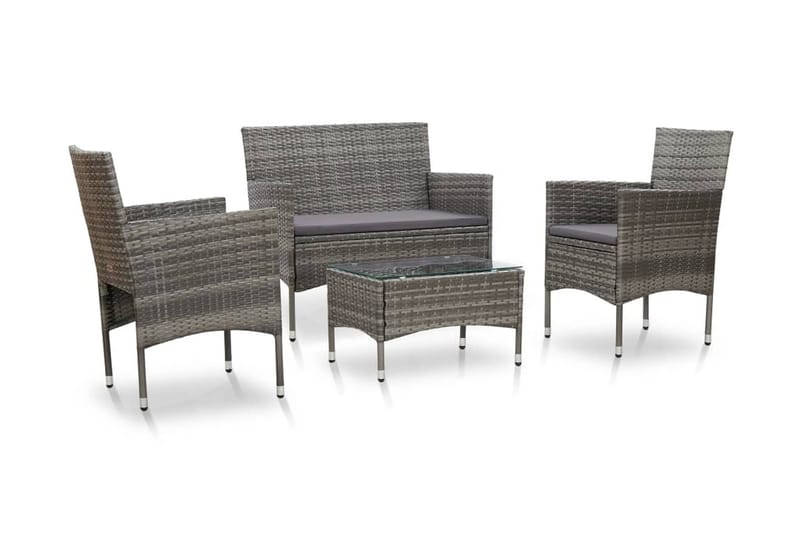 Loungegrupp Utomhus för trädgården med dynor 4 delar konstrotting gr - Grå - Utemöbler - Loungemöbler - Loungegrupp & Loungeset