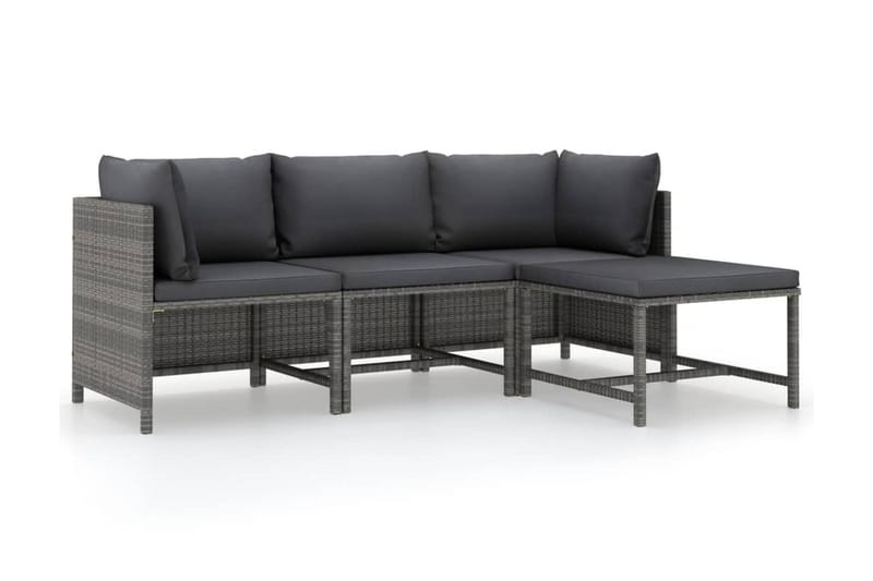 Loungegrupp Utomhus för trädgården med dynor 4 delar konstrotting gr - Grå - Utemöbler - Loungemöbler - Loungegrupp & Loungeset