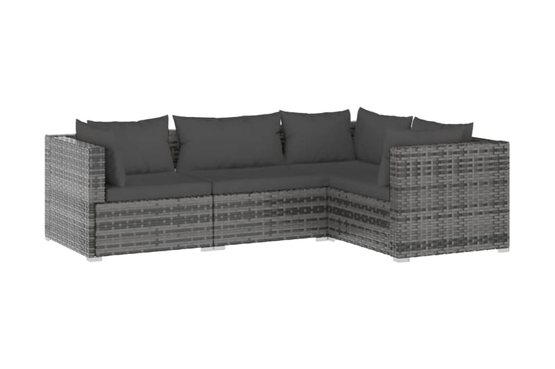 Loungegrupp Utomhus för trädgården med dynor 4 delar konstrotting gr - Grå - Utemöbler - Loungemöbler - Loungegrupp & Loungeset