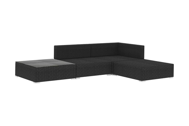 Loungegrupp Utomhus för trädgården med dynor 4 delar konstrotting sv - Svart - Utemöbler - Loungemöbler - Loungegrupp & Loungeset