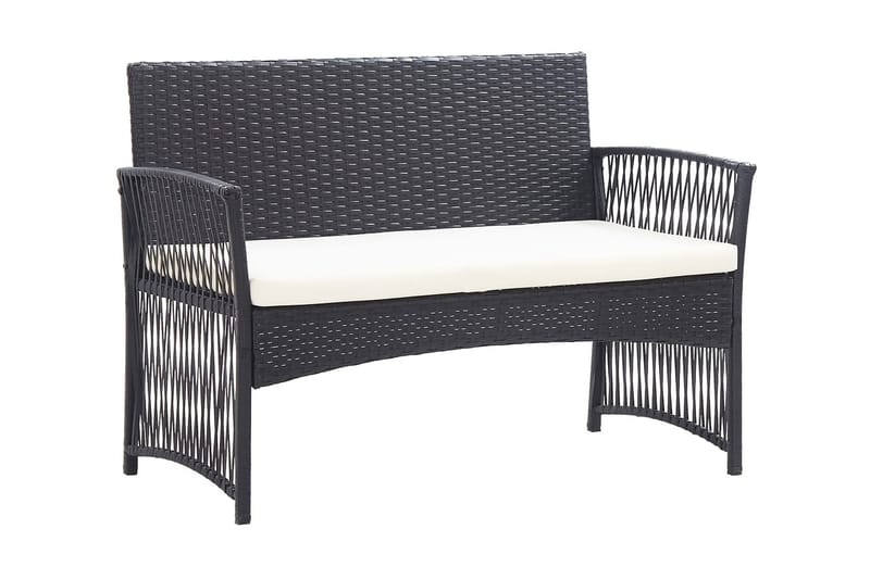 Loungegrupp Utomhus för trädgården med dynor 4 delar konstrotting sv - Svart - Utemöbler - Loungemöbler - Loungegrupp & Loungeset