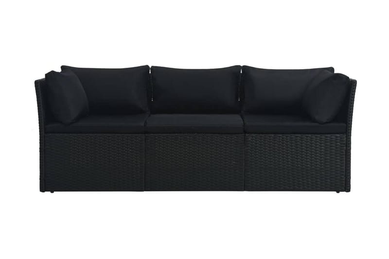 Loungegrupp Utomhus för trädgården med dynor 4 delar konstrotting sv - Svart - Utemöbler - Loungemöbler - Loungegrupp & Loungeset