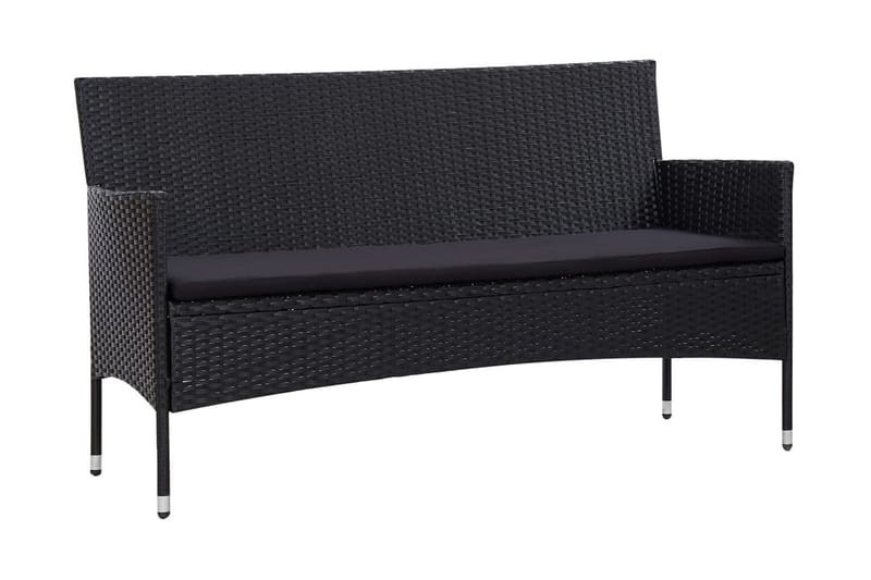 Loungegrupp Utomhus för trädgården med dynor 4 delar konstrotting sv - Svart - Utemöbler - Loungemöbler - Loungegrupp & Loungeset