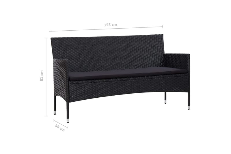 Loungegrupp Utomhus för trädgården med dynor 4 delar konstrotting sv - Svart - Utemöbler - Loungemöbler - Loungegrupp & Loungeset