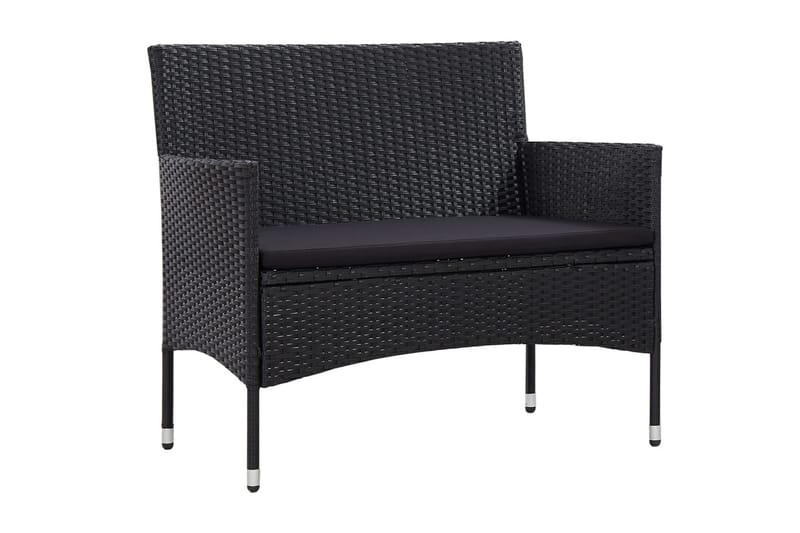 Loungegrupp Utomhus för trädgården med dynor 4 delar konstrotting sv - Svart - Utemöbler - Loungemöbler - Loungegrupp & Loungeset
