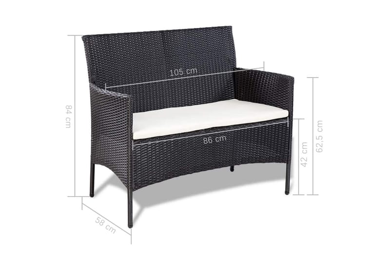 Loungegrupp Utomhus för trädgården med dynor 4 delar konstrotting sv - Svart - Utemöbler - Loungemöbler - Loungegrupp & Loungeset
