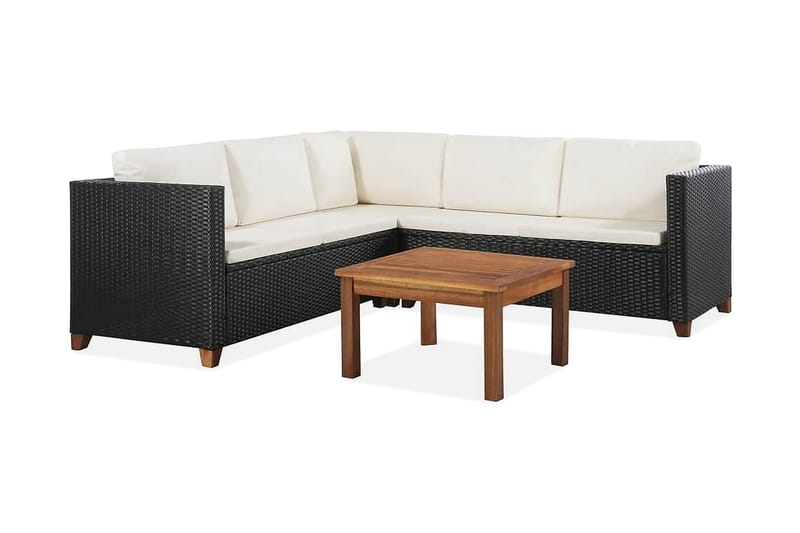 Loungegrupp Utomhus för trädgården med dynor 4 delar konstrotting sv - Svart - Utemöbler - Loungemöbler - Loungegrupp & Loungeset