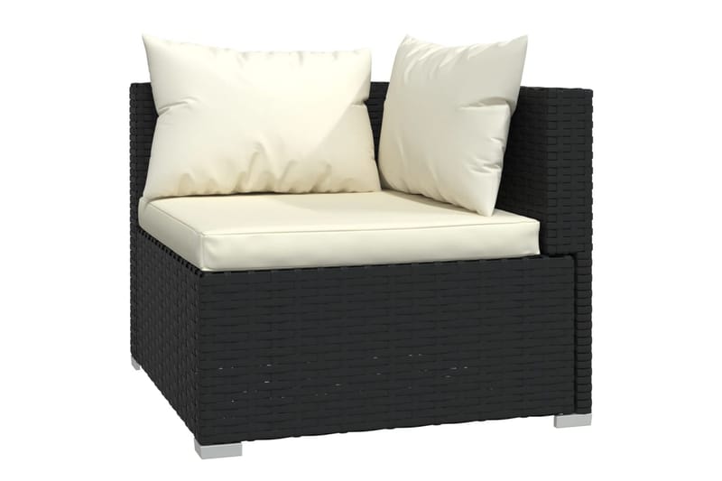 Loungegrupp Utomhus för trädgården med dynor 4 delar konstrotting sv - Svart/Vit - Utemöbler - Loungemöbler - Loungegrupp & Loungeset