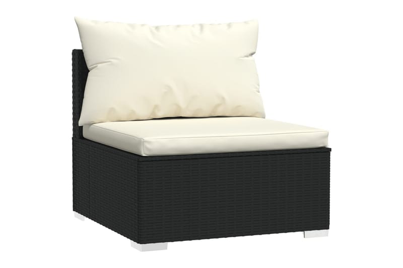 Loungegrupp Utomhus för trädgården med dynor 4 delar konstrotting sv - Svart/Vit - Utemöbler - Loungemöbler - Loungegrupp & Loungeset