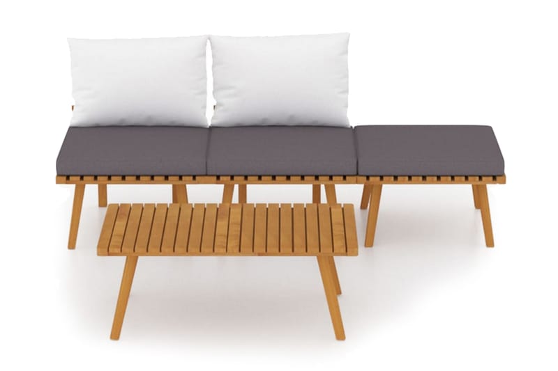 Loungegrupp Utomhus för trädgården med dynor 4 delar massivt akaciat - Brun - Utemöbler - Loungemöbler - Loungegrupp & Loungeset