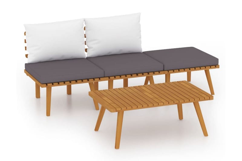 Loungegrupp Utomhus för trädgården med dynor 4 delar massivt akaciat - Brun - Utemöbler - Loungemöbler - Loungegrupp & Loungeset
