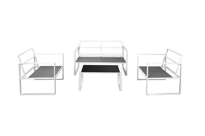 Loungegrupp Utomhus för trädgården med dynor 4 delar stål vit - Vit - Utemöbler - Loungemöbler - Loungegrupp & Loungeset