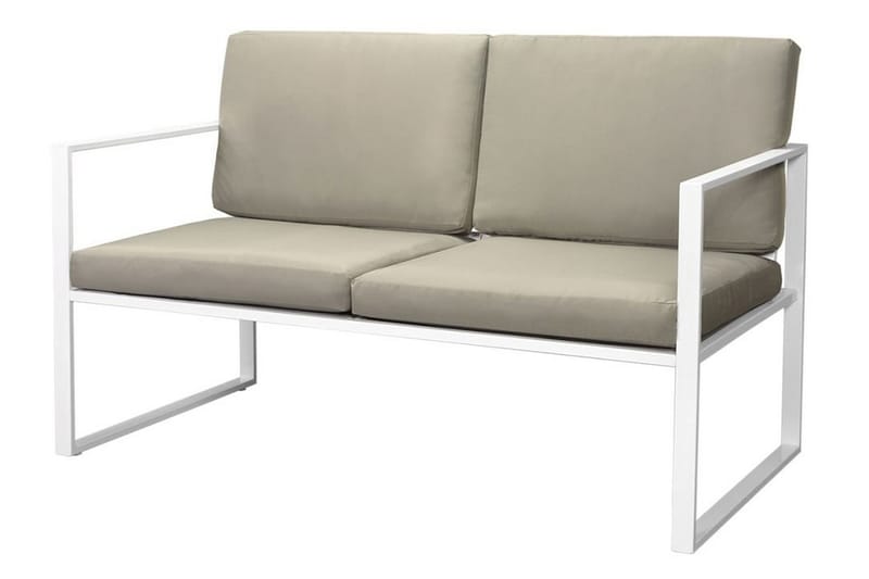 Loungegrupp Utomhus för trädgården med dynor 4 delar stål vit - Vit - Utemöbler - Loungemöbler - Loungegrupp & Loungeset