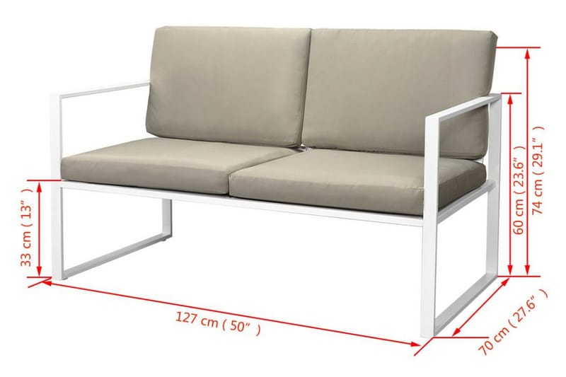 Loungegrupp Utomhus för trädgården med dynor 4 delar stål vit - Vit - Utemöbler - Loungemöbler - Loungegrupp & Loungeset