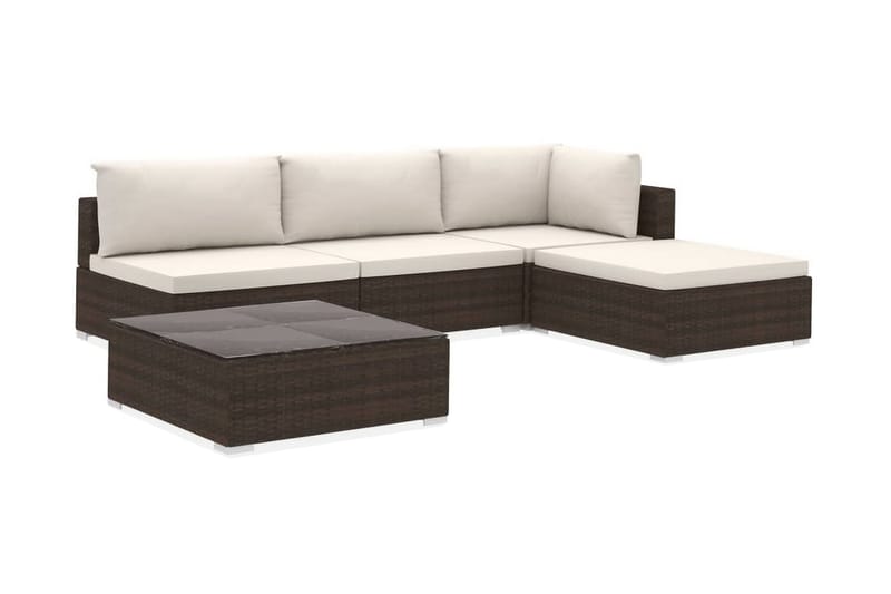 Loungegrupp Utomhus för trädgården med dynor 5 delar konstrotting br - Brun - Utemöbler - Loungemöbler - Loungegrupp & Loungeset
