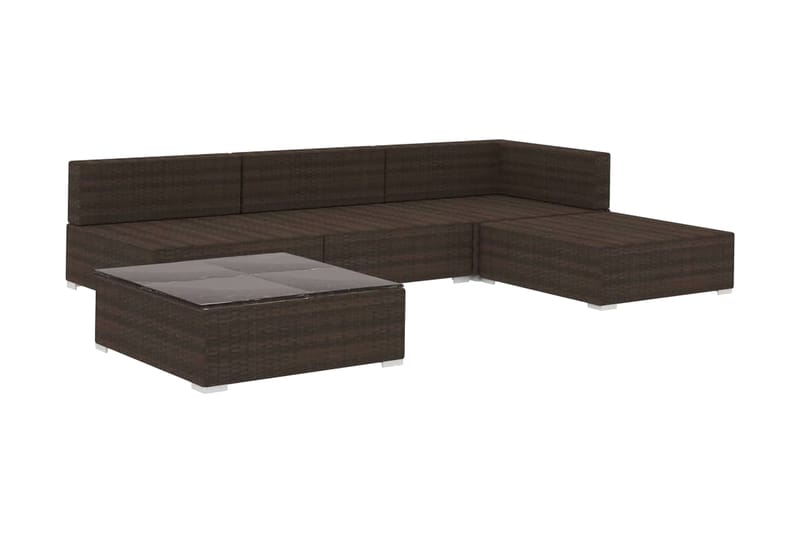 Loungegrupp Utomhus för trädgården med dynor 5 delar konstrotting br - Brun - Utemöbler - Loungemöbler - Loungegrupp & Loungeset