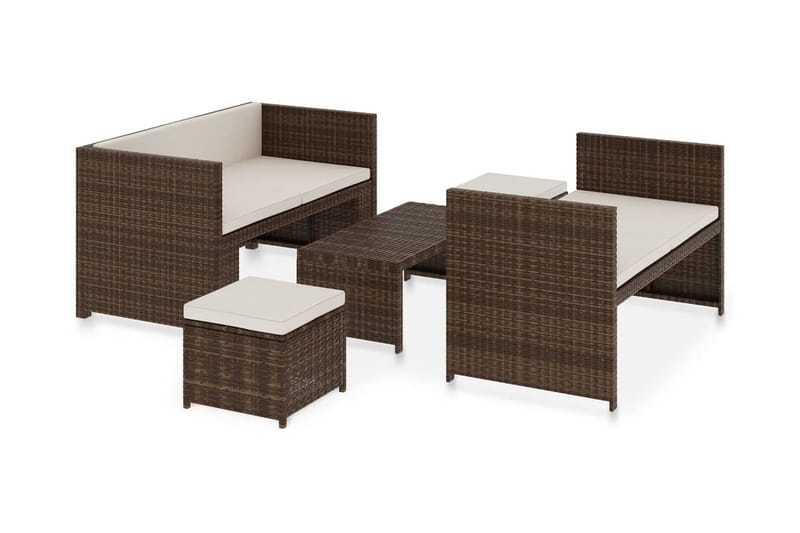 Loungegrupp Utomhus för trädgården med dynor 5 delar konstrotting br - Brun - Utemöbler - Loungemöbler - Loungegrupp & Loungeset