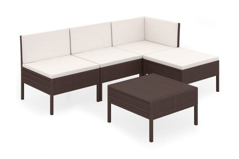 Loungegrupp Utomhus för trädgården med dynor 5 delar konstrotting br - Brun - Utemöbler - Loungemöbler - Loungegrupp & Loungeset