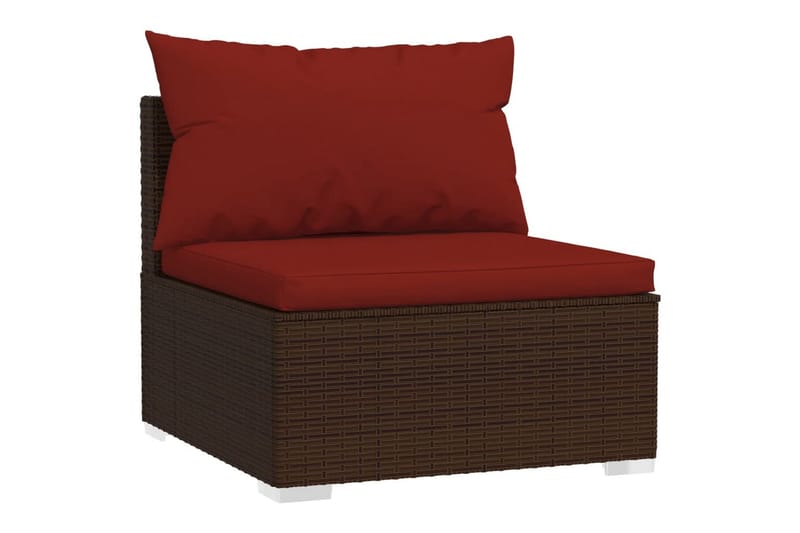 Loungegrupp Utomhus för trädgården med dynor 5 delar konstrotting br - Brun/Röd - Utemöbler - Loungemöbler - Loungegrupp & Loungeset