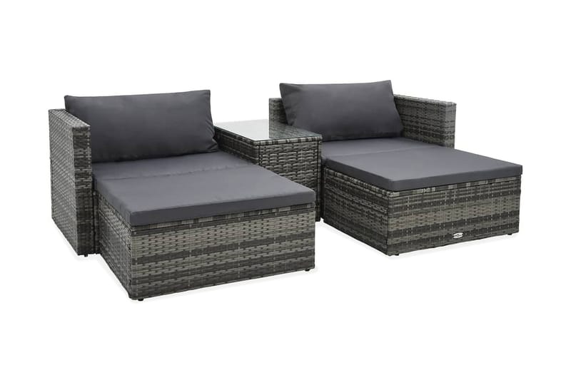 Loungegrupp Utomhus för trädgården med dynor 5 delar konstrotting gr - Grå - Utemöbler - Loungemöbler - Loungegrupp & Loungeset