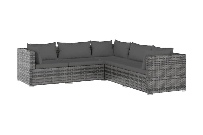 Loungegrupp Utomhus för trädgården med dynor 5 delar konstrotting gr - Grå - Utemöbler - Loungemöbler - Loungegrupp & Loungeset