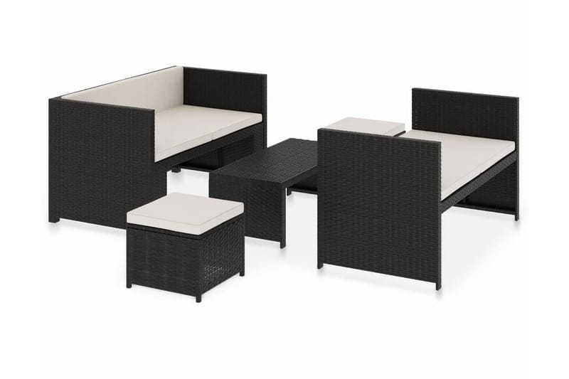 Loungegrupp Utomhus för trädgården med dynor 5 delar konstrotting sv - Svart - Utemöbler - Loungemöbler - Loungegrupp & Loungeset