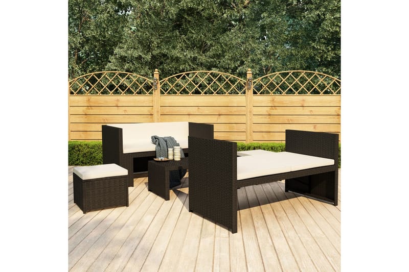 Loungegrupp Utomhus för trädgården med dynor 5 delar konstrotting sv - Svart - Utemöbler - Loungemöbler - Loungegrupp & Loungeset