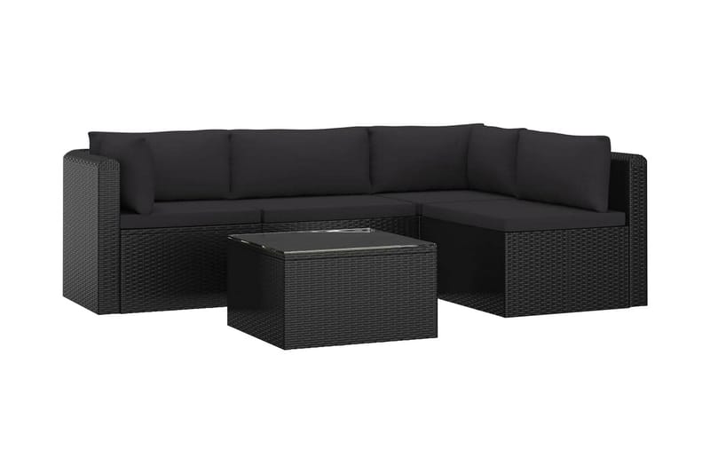 Loungegrupp Utomhus för trädgården med dynor 5 delar konstrotting sv - Svart - Utemöbler - Loungemöbler - Loungegrupp & Loungeset