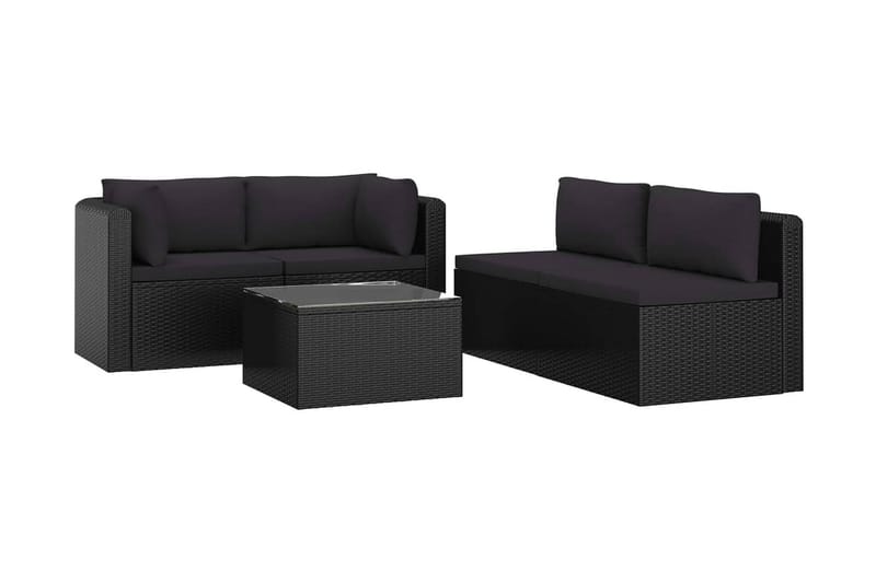 Loungegrupp Utomhus för trädgården med dynor 5 delar konstrotting sv - Svart - Utemöbler - Loungemöbler - Loungegrupp & Loungeset