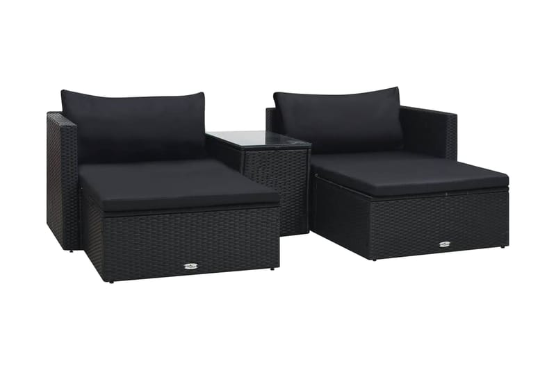 Loungegrupp Utomhus för trädgården med dynor 5 delar konstrotting sv - Svart - Utemöbler - Loungemöbler - Loungegrupp & Loungeset