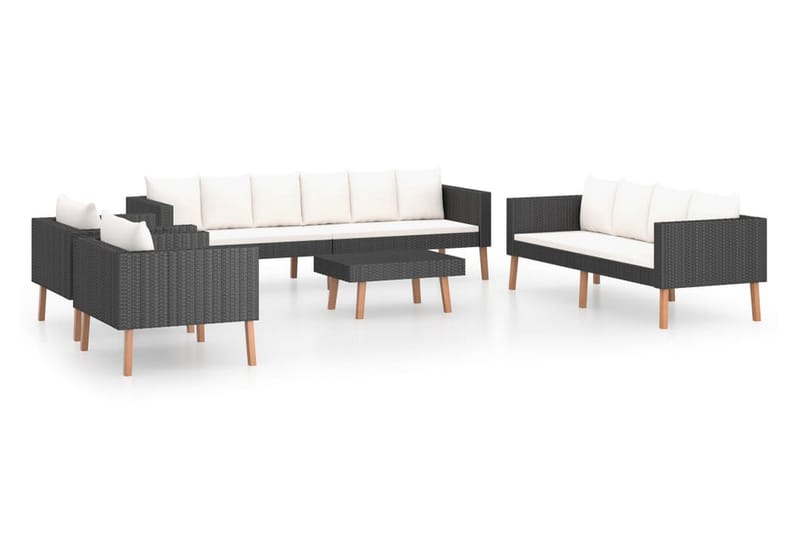 Loungegrupp Utomhus för trädgården med dynor 5 delar konstrotting sv - Svart - Utemöbler - Loungemöbler - Loungegrupp & Loungeset