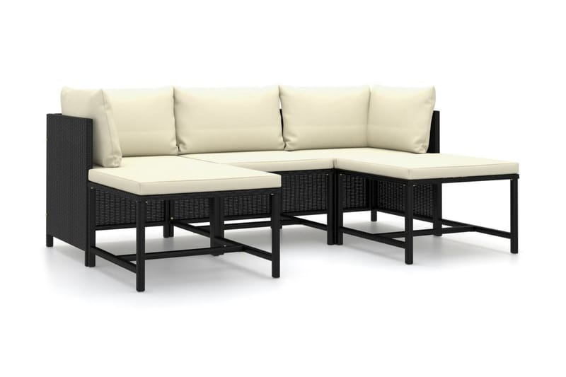 Loungegrupp Utomhus för trädgården med dynor 5 delar konstrotting sv - Svart - Utemöbler - Loungemöbler - Loungegrupp & Loungeset