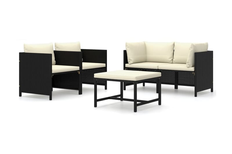 Loungegrupp Utomhus för trädgården med dynor 5 delar konstrotting sv - Svart - Utemöbler - Loungemöbler - Loungegrupp & Loungeset