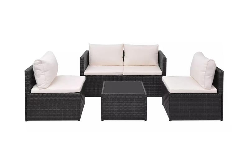 Loungegrupp Utomhus för trädgården med dynor 5 delar konstrotting sv - Svart - Utemöbler - Loungemöbler - Loungegrupp & Loungeset