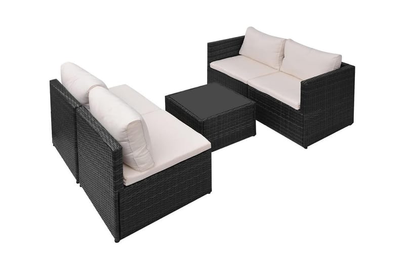 Loungegrupp Utomhus för trädgården med dynor 5 delar konstrotting sv - Svart - Utemöbler - Loungemöbler - Loungegrupp & Loungeset