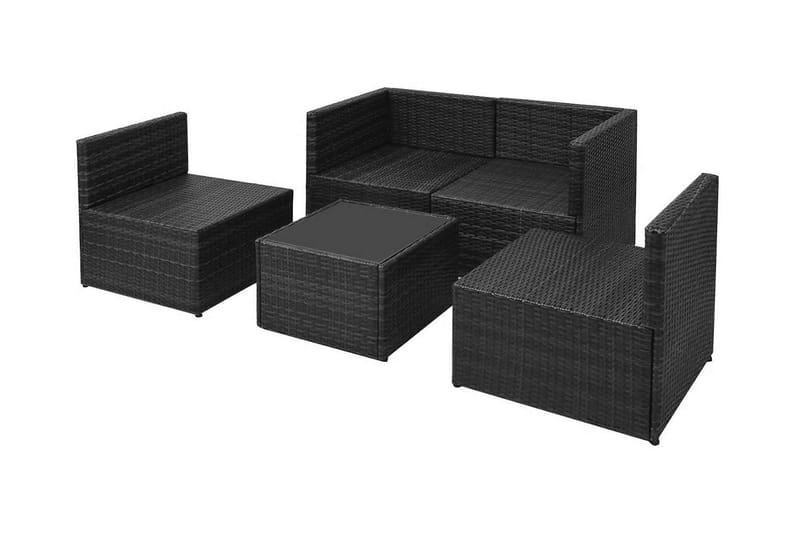 Loungegrupp Utomhus för trädgården med dynor 5 delar konstrotting sv - Svart - Utemöbler - Loungemöbler - Loungegrupp & Loungeset