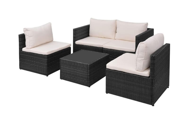 Loungegrupp Utomhus för trädgården med dynor 5 delar konstrotting sv - Svart - Utemöbler - Loungemöbler - Loungegrupp & Loungeset