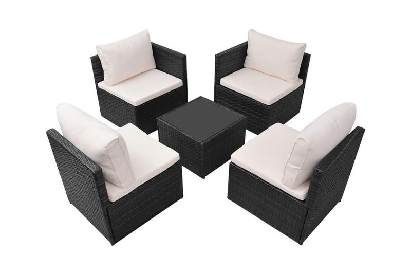 Loungegrupp Utomhus för trädgården med dynor 5 delar konstrotting sv - Svart - Utemöbler - Loungemöbler - Loungegrupp & Loungeset