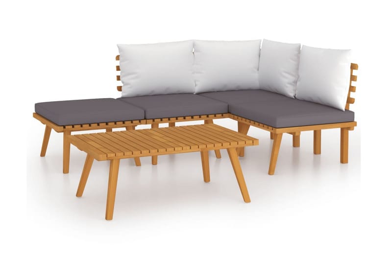 Loungegrupp Utomhus för trädgården med dynor 5 delar massivt akaciat - Brun - Utemöbler - Loungemöbler - Loungegrupp & Loungeset