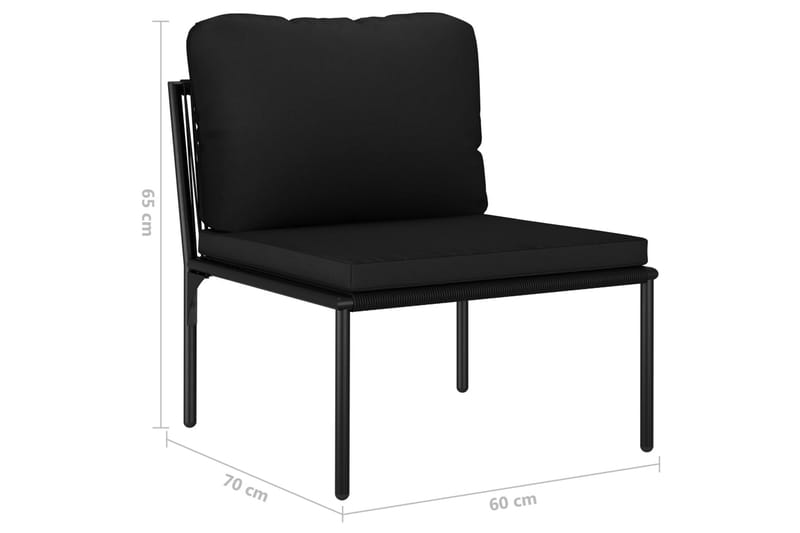 Loungegrupp Utomhus för trädgården med dynor 5 delar svart PVC - Svart - Utemöbler - Loungemöbler - Loungegrupp & Loungeset