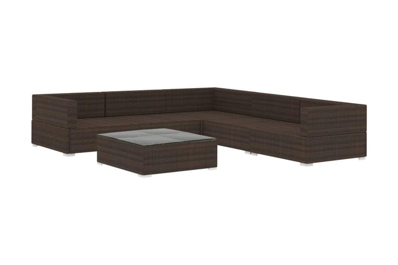 Loungegrupp Utomhus för trädgården med dynor 6 delar konstrotting br - Brun - Utemöbler - Loungemöbler - Loungegrupp & Loungeset